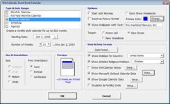 Calendar Maker Options
