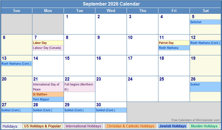 September 2026 Calendar With Holidays As Picture September 2026 Calendar With Holidays As Picture