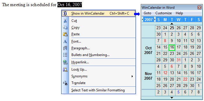 word calendar creator