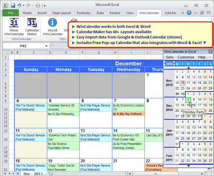 WinCalendar Screenshot
