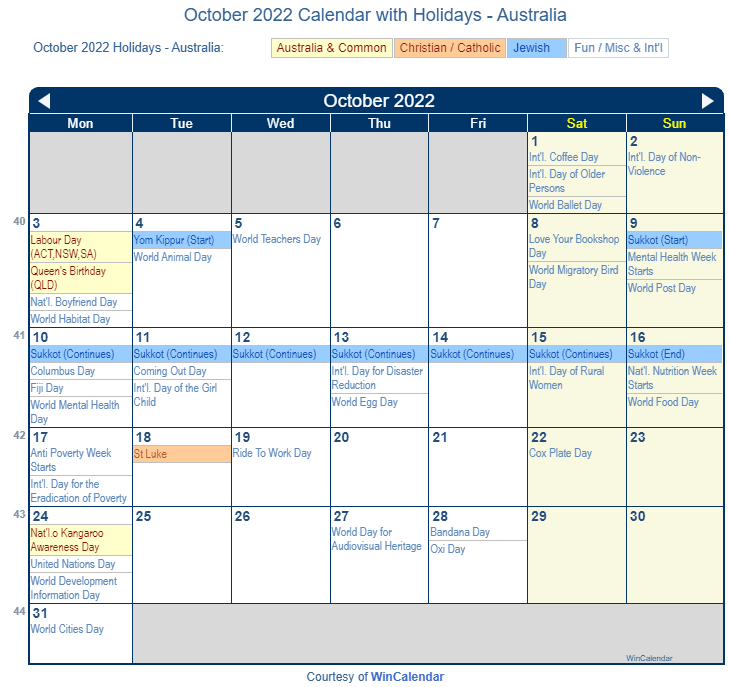 Free Printable October 2022 Calendar With Holidays Printable October 