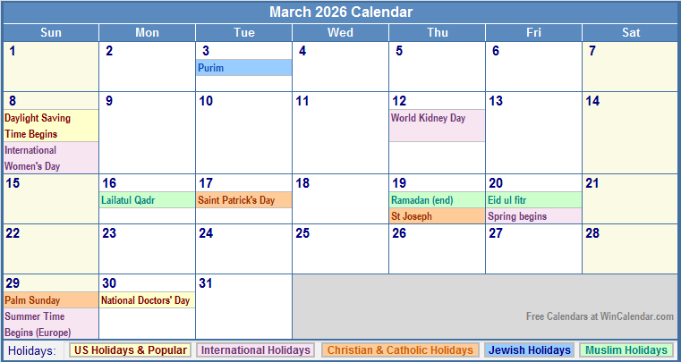 Download Printable March 2026 Calendars - www.vrogue.co
