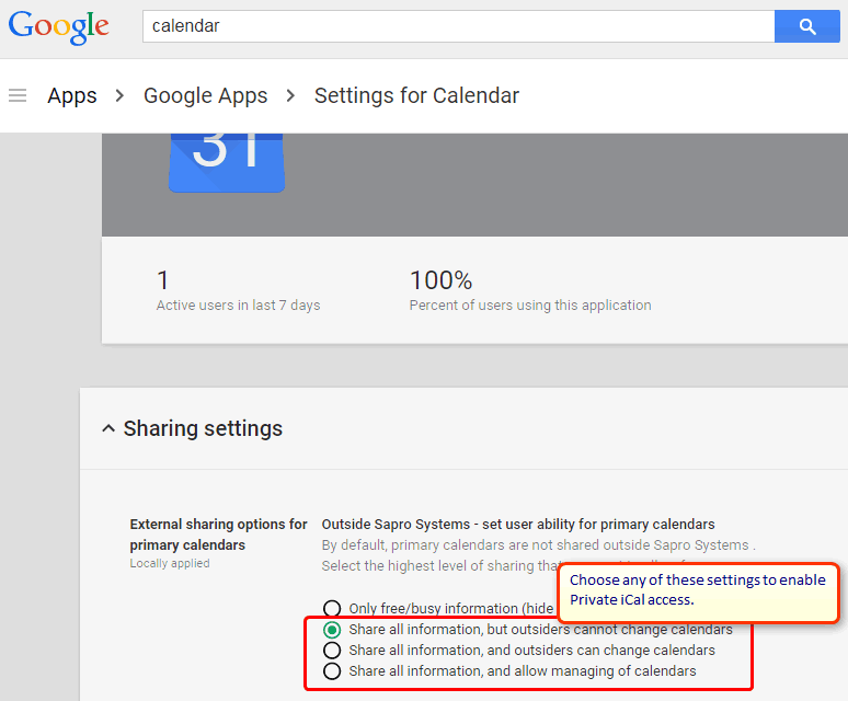 Allowing Private ICAL Access Allowing Private ICAL Access