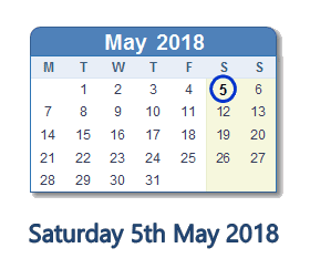 May 5, 2018 calendar