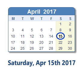 April 15, 2017 calendar