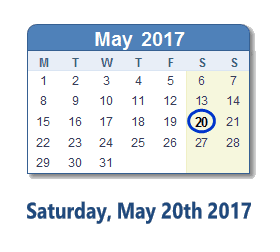 May 20, 2017 calendar
