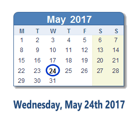 May 24, 2017 calendar