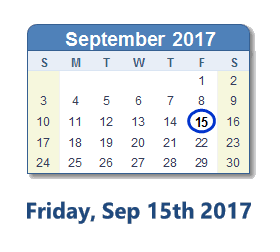 September 15, 2017 calendar