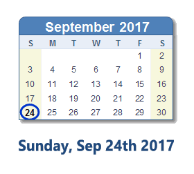 September 24, 2017 calendar