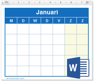 Gratis Kalender MS Word